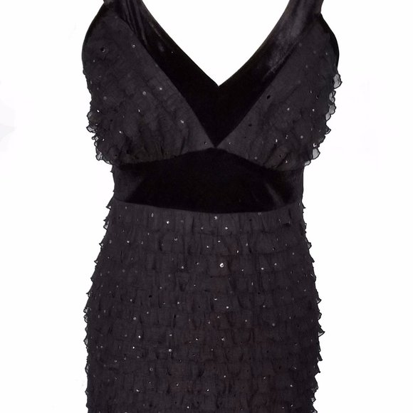 JTB BLACK RUFFLE SEQUINS COCKTAIL DRESS - Picture 7 of 7